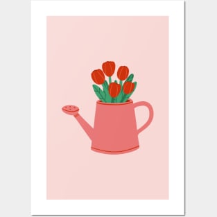 Watering can with flowers Posters and Art